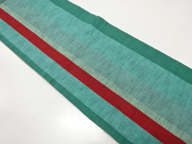 JAPANESE KIMONO / ANTIQUE FUKURO OBI / COTTON / TSUMUGI / WOVEN STRIPE